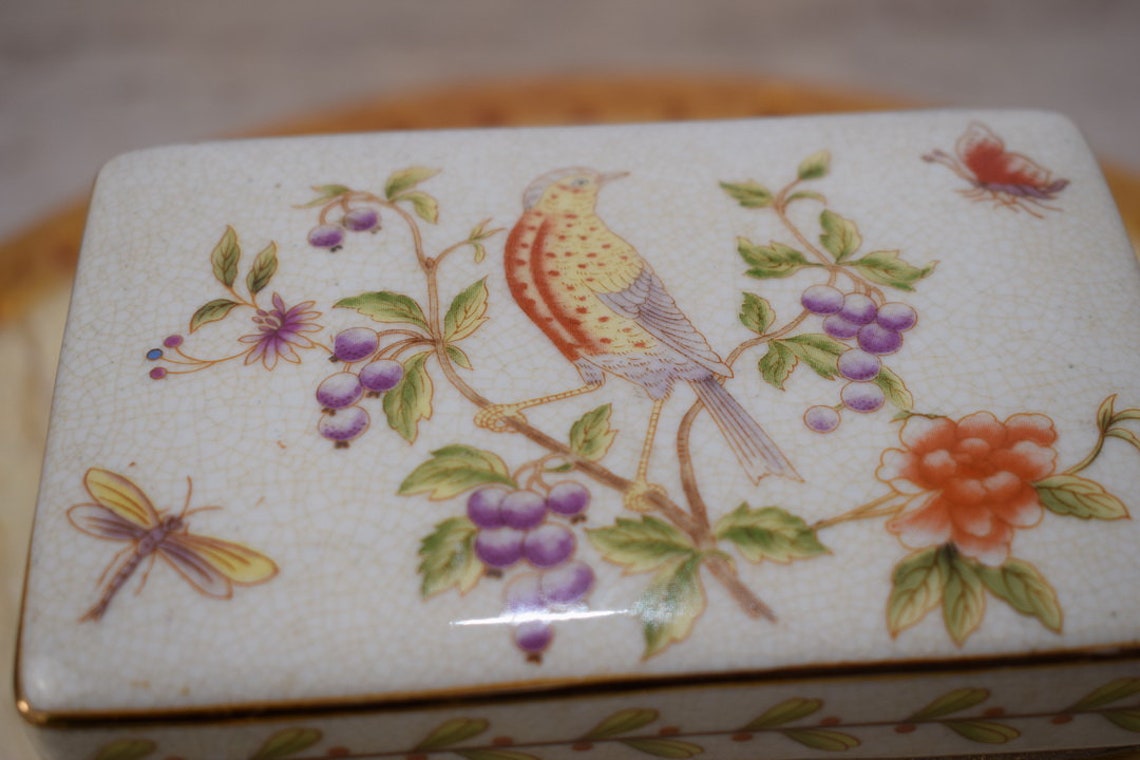 Antique Porcelain Box with Flowers Ornaments - Bronze Ornaments - Kitchen Decor - Jewelry Box - Foundry Mark - Exclusive Casket - Home Decor