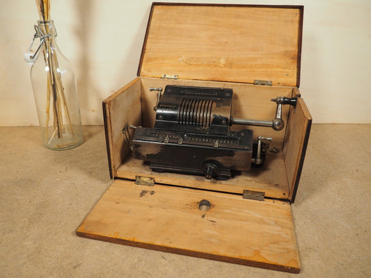 Original BRUNSVIGA Calculator (1920's) with base and case rare antique calculating machine calculation