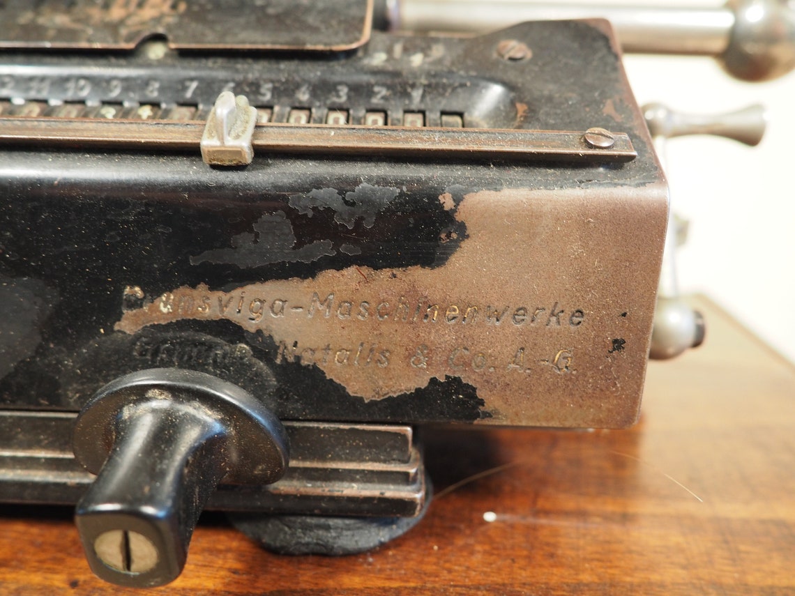 Original BRUNSVIGA Calculator (1920's) with base and case rare antique calculating machine calculation