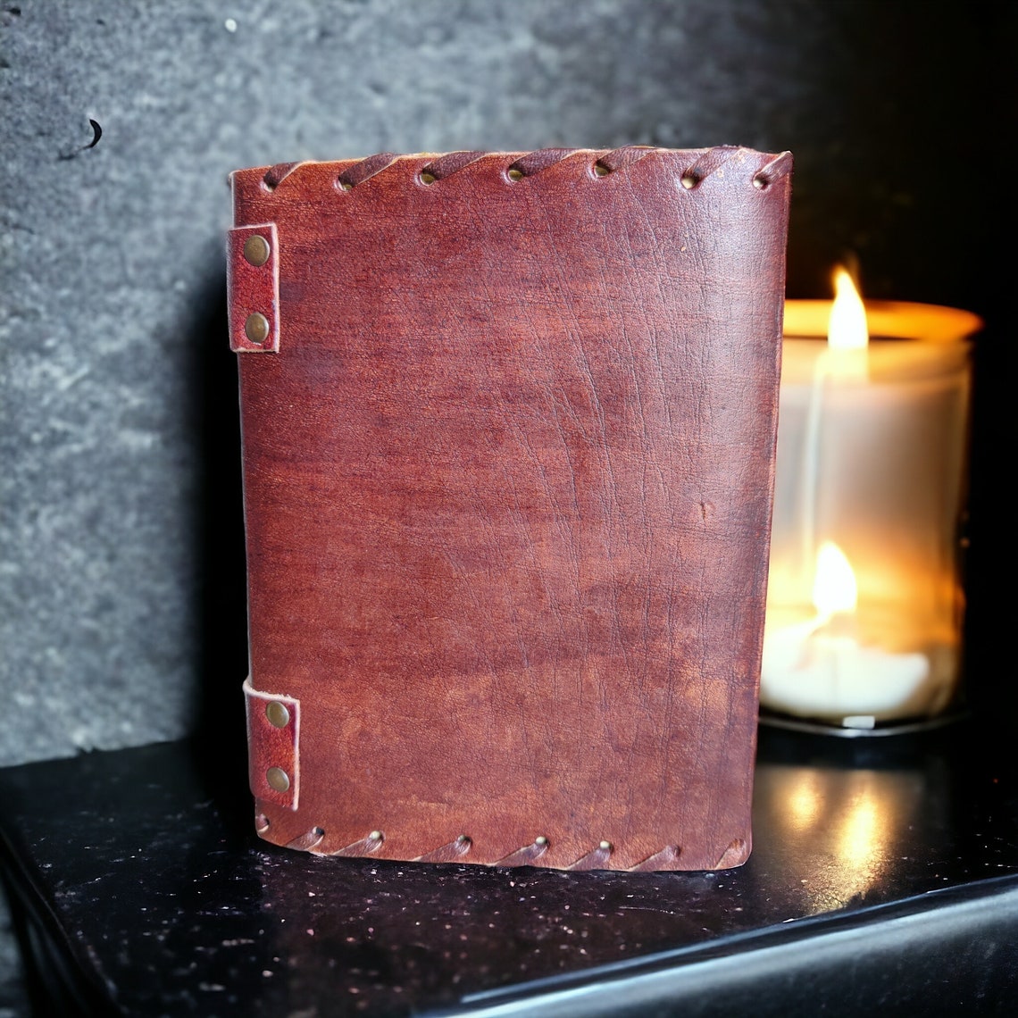 Pentagram Vintage leather Journal - Blank Spell Book of Shadows, Grimoire , Travel Writing Notebook, Antique Deckle Edge Paper - Best Gift