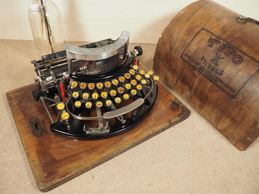 Typewriter TYPO (1909) rare antique typewriter with base and case portable rare vintage collectible Imperial typewriter