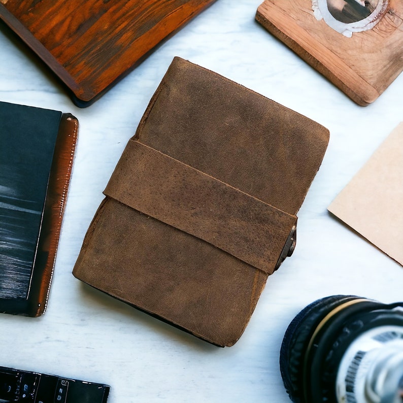 Vintage leather Journal - Blank Spell Book of Shadows, Grimoire Journal, Travel Writing Notebook, Antique Deckle Edge Paper Lock Closure