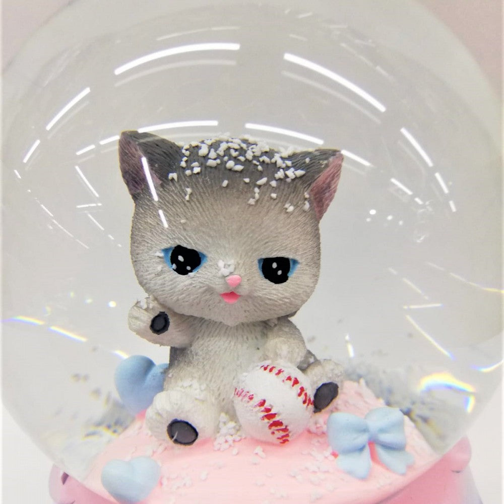 Cute Cat Themed Snow Globe with Light and Music