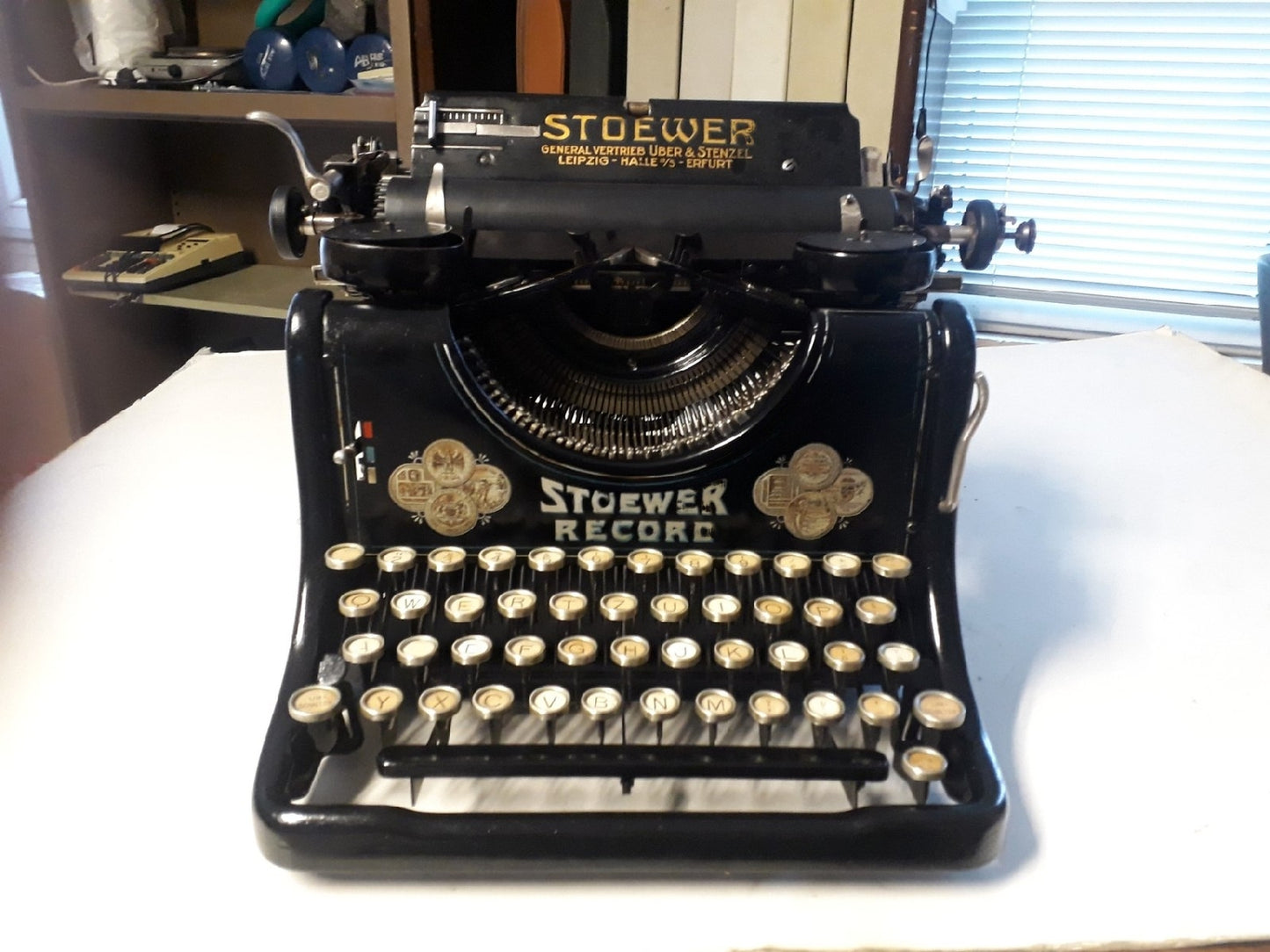 1930's Germany Stoewer Record Typewriter, Rare Stoewer Record Work and Clean Typewriter, Rare Font Typewriter