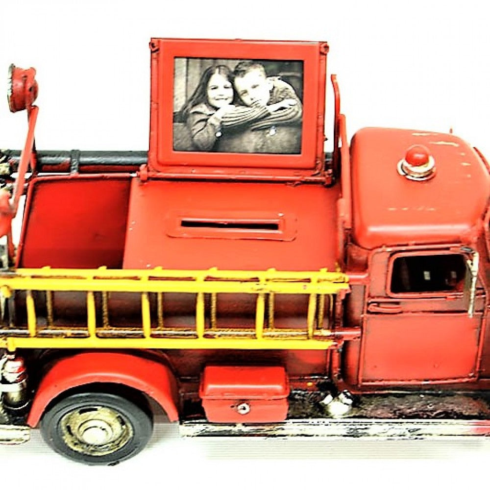 Decorative Metal Fire Truck Piggy Bank and Photo frame GIANT SIZE