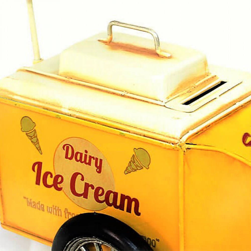 Nostalgic Decorative Ice Cream Car Yellow