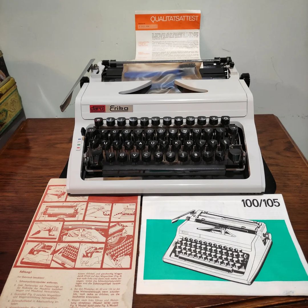 1970's Germany  Erika brand 105 model portable Typewriter  collectible