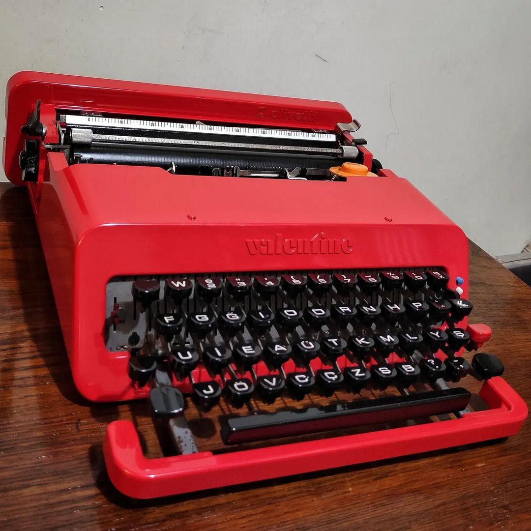 1960's Italy  Olivetti brand Valentine model portable pop art typewriter
