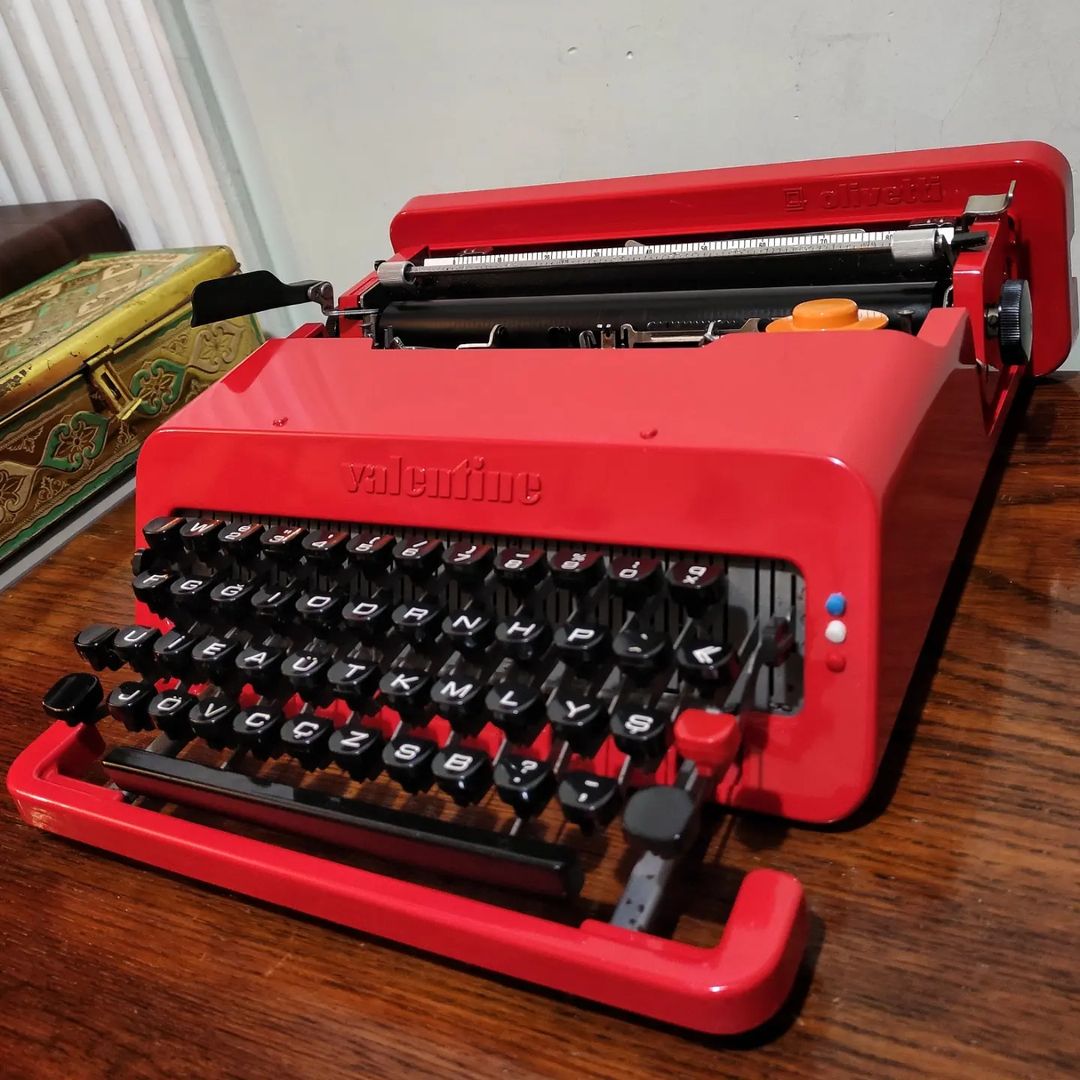 1960's Italy  Olivetti brand Valentine model portable pop art typewriter