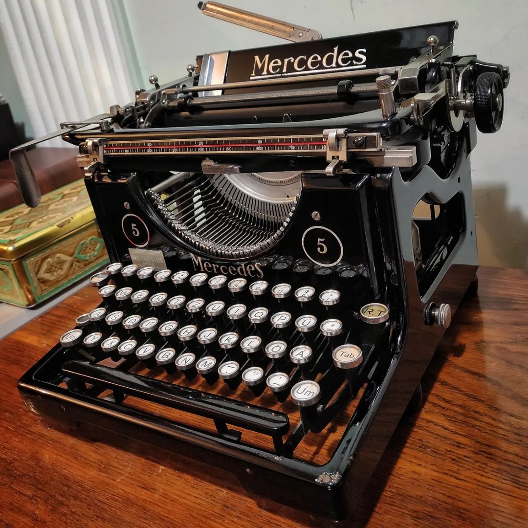 1920's Germany  Mercedes brand 5 model office typewriter Glass Key