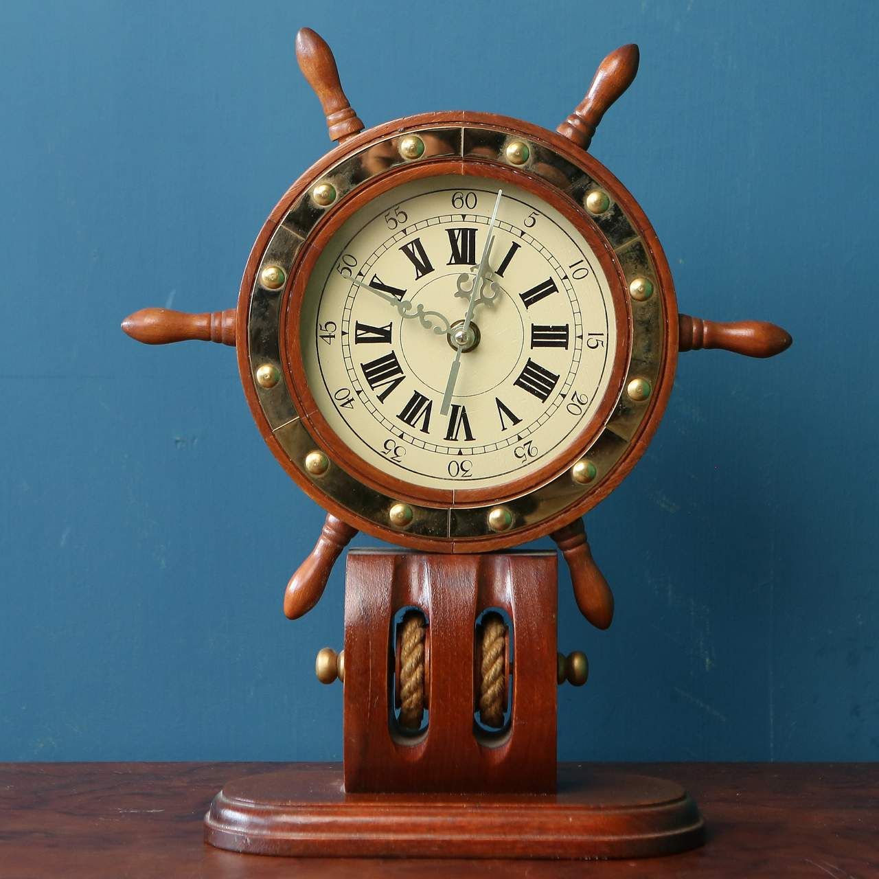 Wooden Sailor's Helm Clock, Antique Sailor's Watch