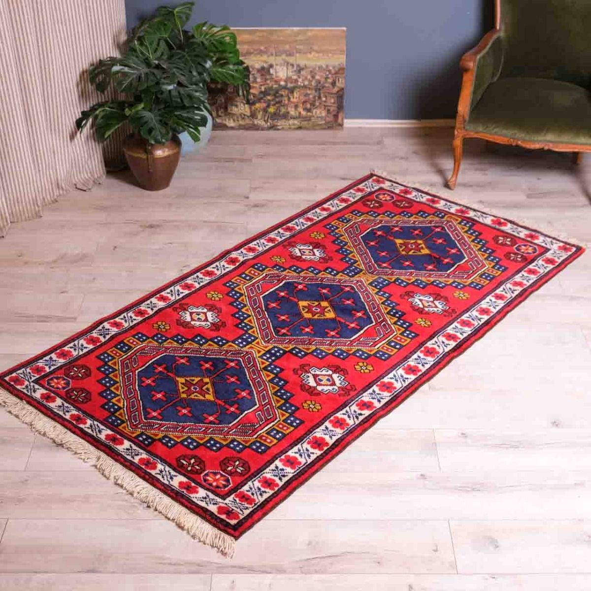 Hand Woven Carpet,Vintage Rug,Retro Carpet,Retro Rug,Red Rug