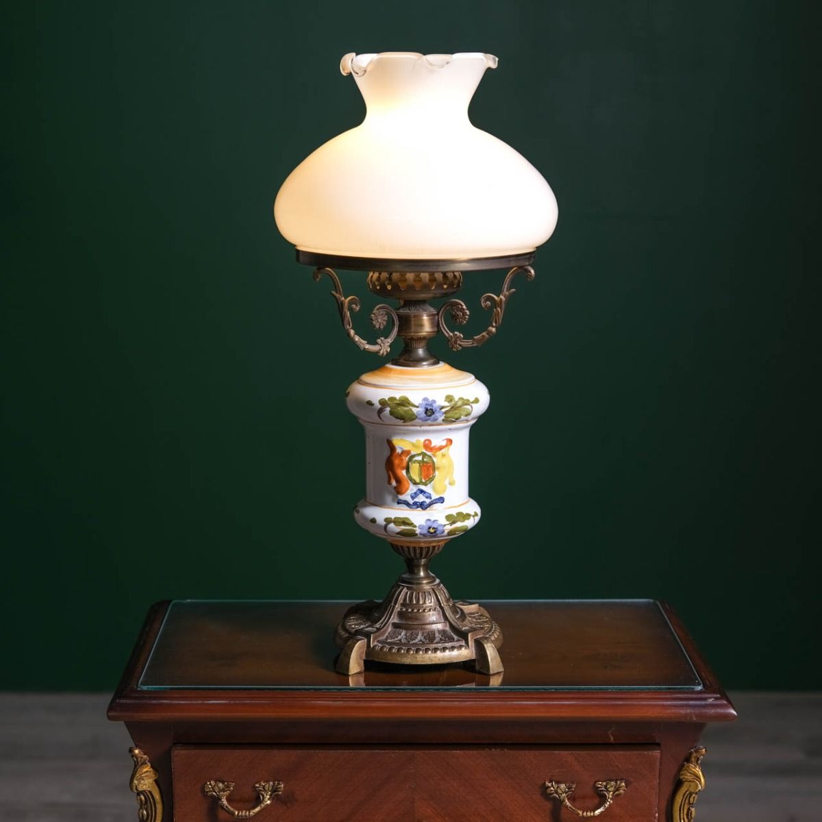 Vintage Brass Ceramic Lampshade