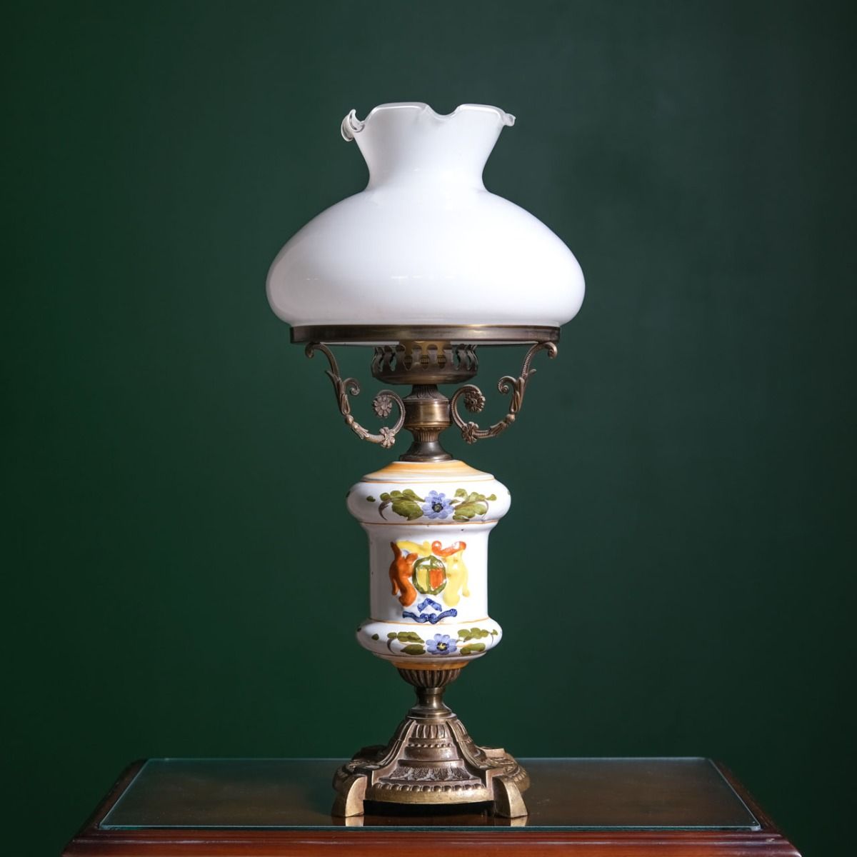 Vintage Brass Ceramic Lampshade